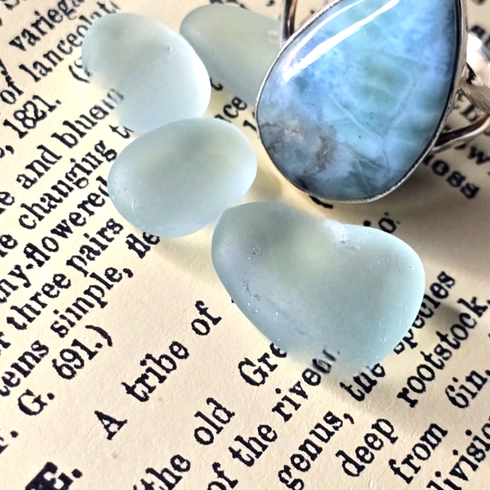 Genuine Larimar & Solid 925 Silver Ring Size 8.5